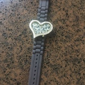 Leopard bling heart shape watch